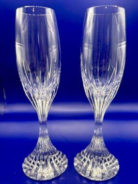 Baccarat Crystal Massena Champagne Flutes Mint Condition 8.5 in tall Set of 2